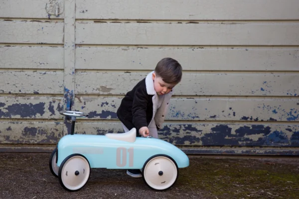 Vilac - Light Blue Child's Ride On Retro Metal Car - Image 2