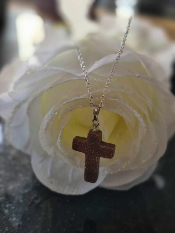 Sliver Chain & Cross Deep Brown
